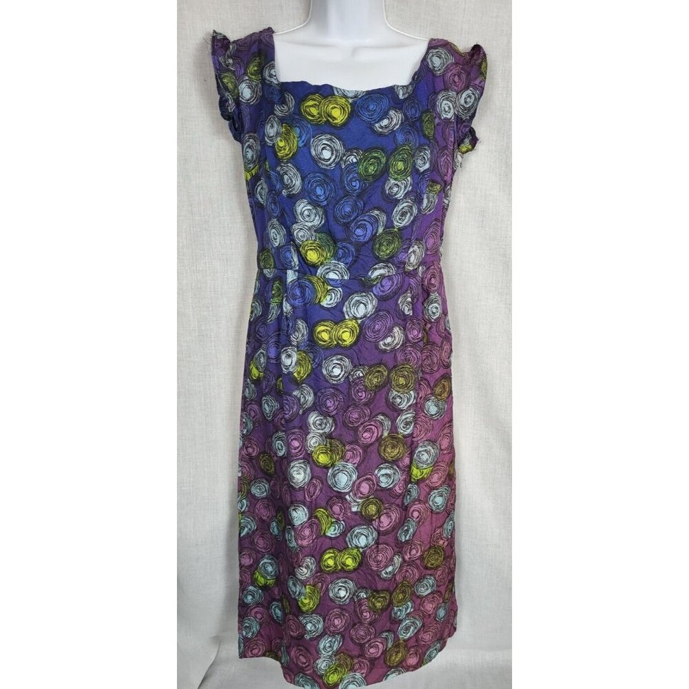 1970s Psychedelic Dress Size S/M Purple Summer Spring Vintage Timeless Classic